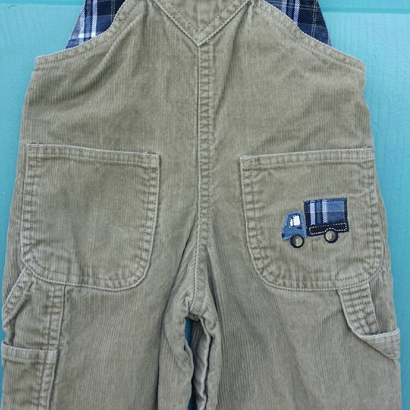 KRU 2-Pc. Set Tan Corduroy Overalls & Navy Shirt - Picture 14 of 16